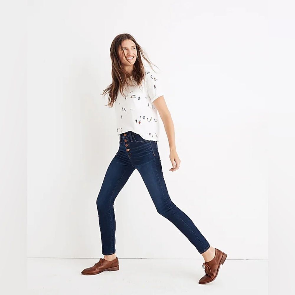 Madewell High Rise Skinny Exposed Button Fly Stretch Jean Hayes Wash J9491